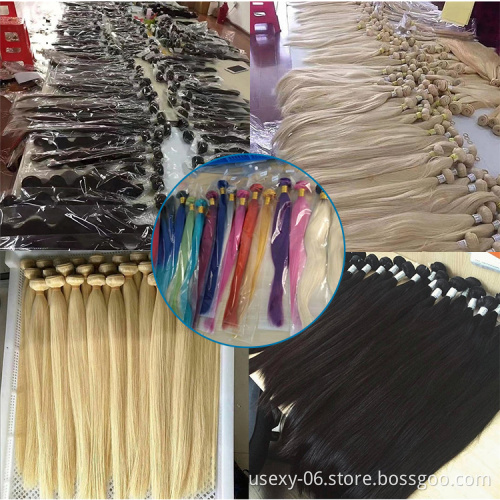 Straight Colored Hair Extension Remy Human Hair For Sale 100% Real Virgin Brazilian Pink Weave Bundles Human Hair